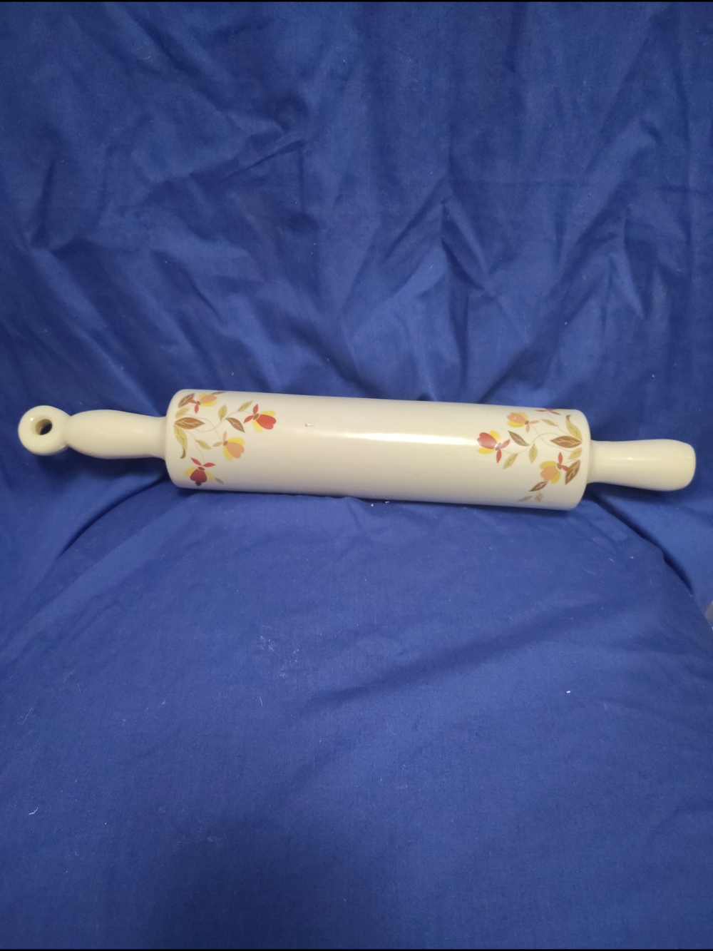 Ceramic Rolling Pin with Floral Accent - White